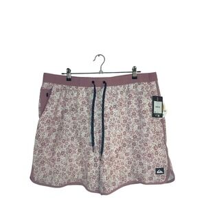 Quiksilver Mens XL Dusty Rose Floral Print Beach Swim Trunks